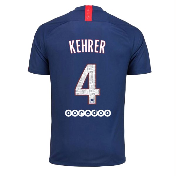 Maillot Football Paris Saint Germain NO.4 Kehrer Domicile 2019-20 Bleu